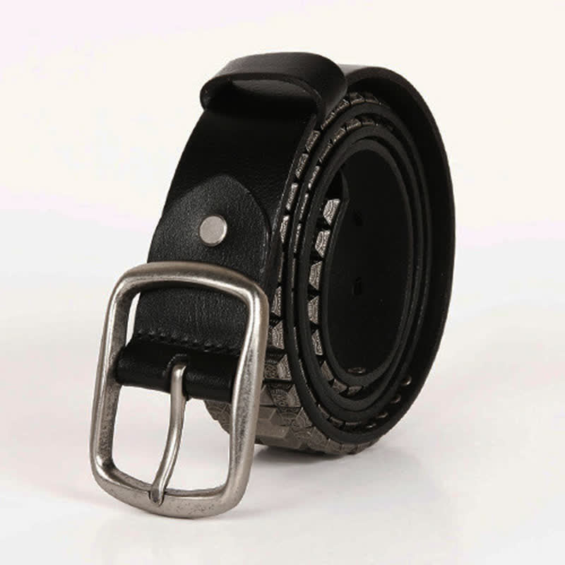 Vintage geometrischer Metallnieten-Leder-Gürtel