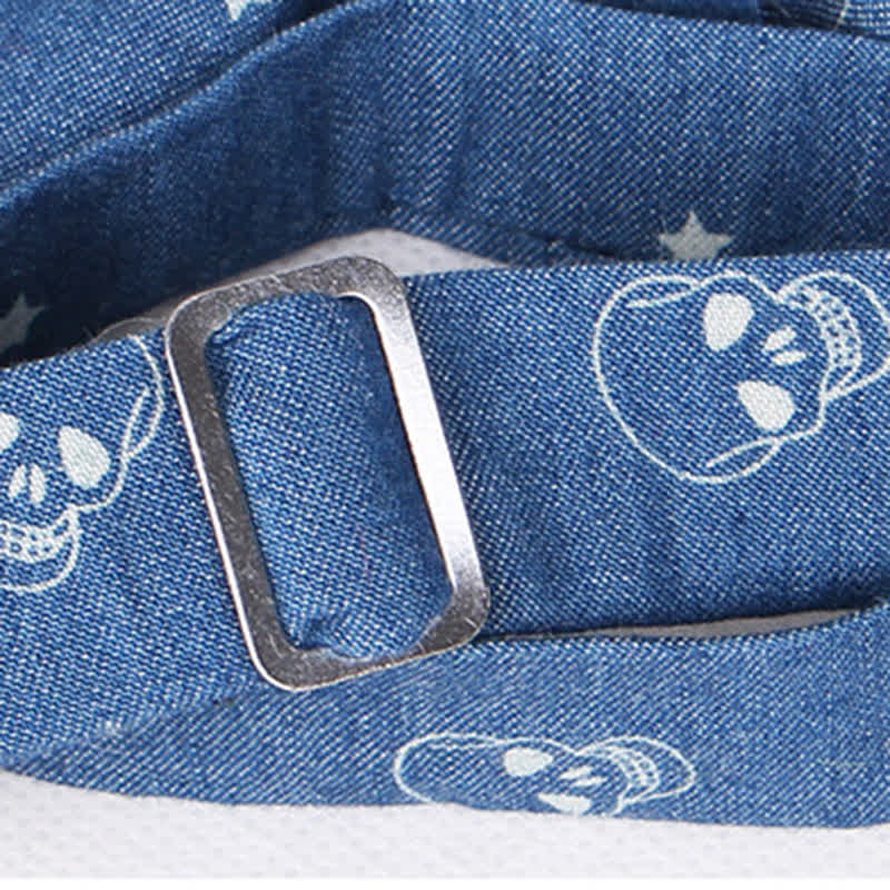 Herren-Britischer-Stil Blauer Fischknochen Schädel Print Baumwollfliege