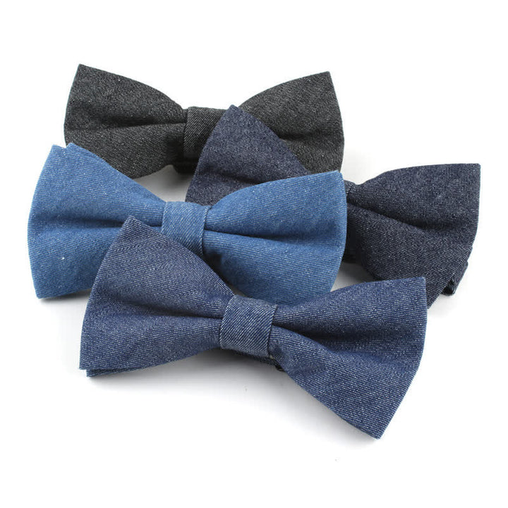 Herren Fliege aus einfarbigem Twill-Denim-Baumwolle