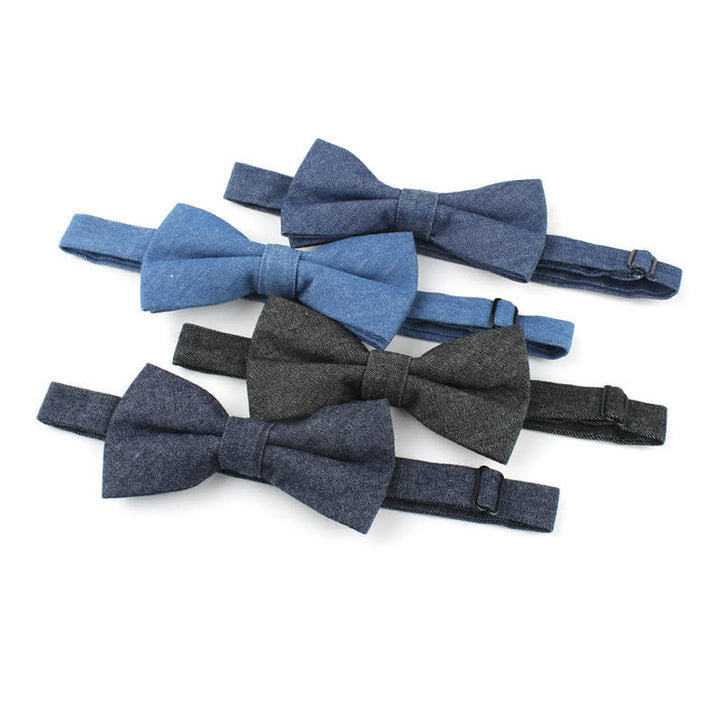 Herren Fliege aus einfarbigem Twill-Denim-Baumwolle