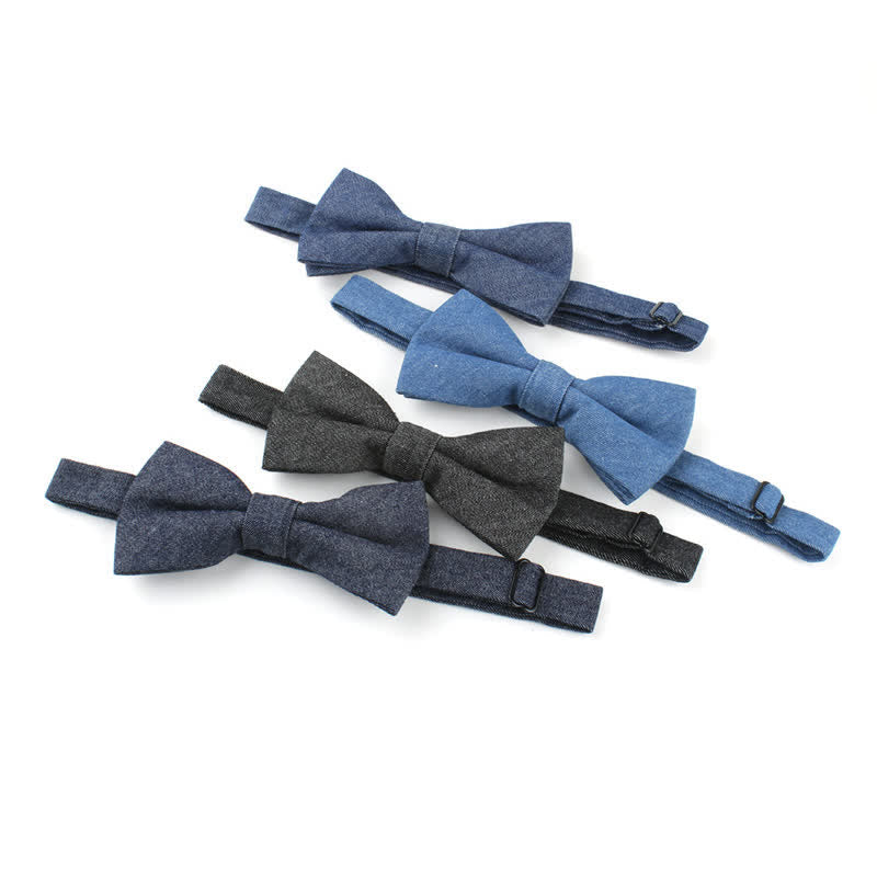 Herren Fliege aus einfarbigem Twill-Denim-Baumwolle