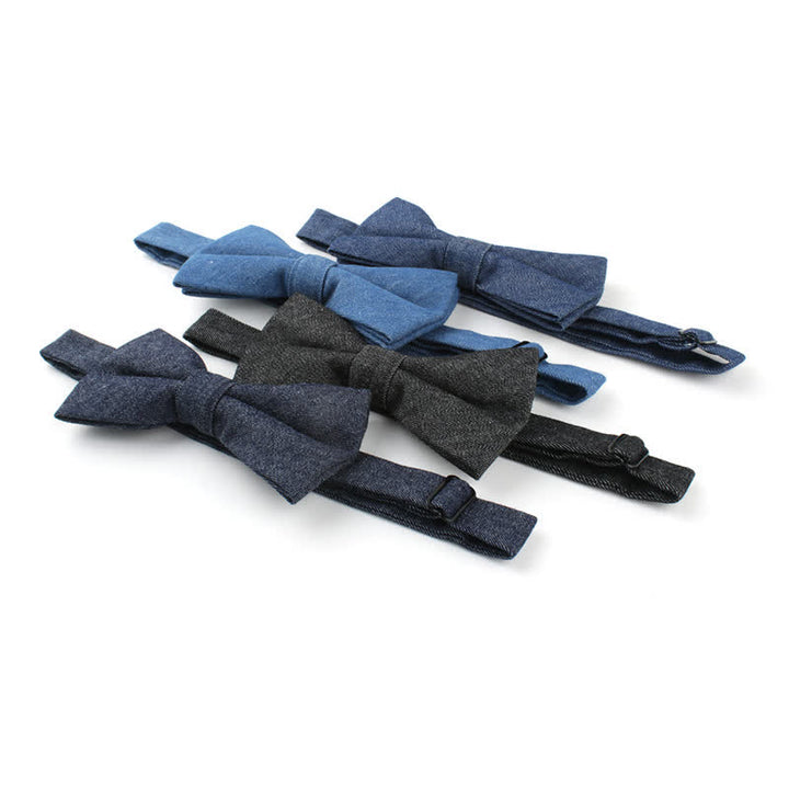 Herren Fliege aus einfarbigem Twill-Denim-Baumwolle