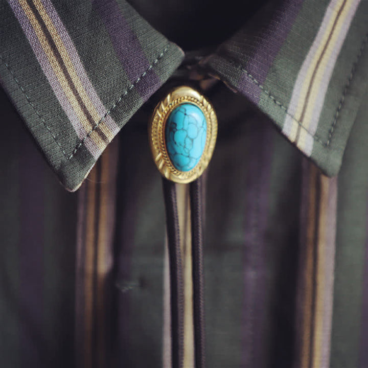 Western Vintage Oval Türkis Anhänger Bolo-Tie