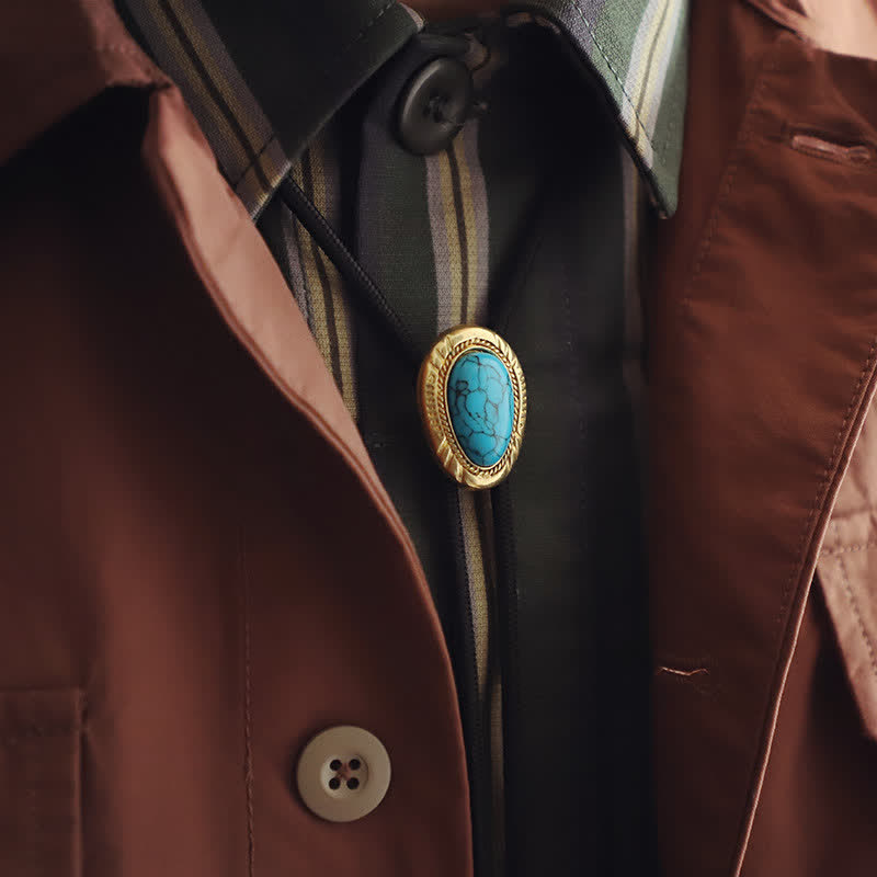 Western Vintage Oval Türkis Anhänger Bolo-Tie