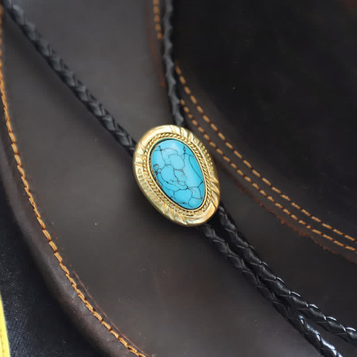 Western Vintage Oval Türkis Anhänger Bolo-Tie