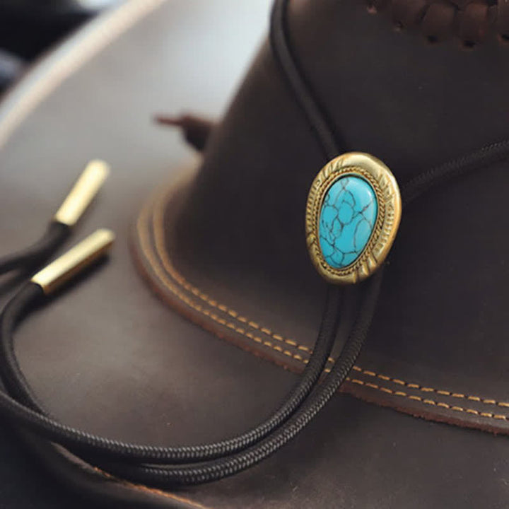 Western Vintage Oval Türkis Anhänger Bolo-Tie
