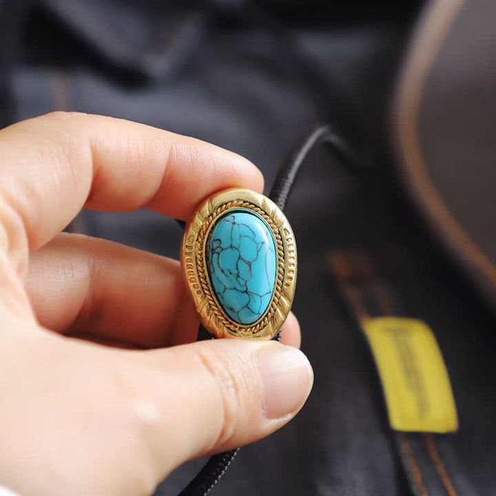 Western Vintage Oval Türkis Anhänger Bolo-Tie