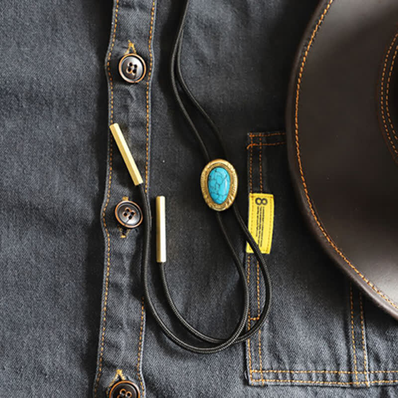 Western Vintage Oval Türkis Anhänger Bolo-Tie