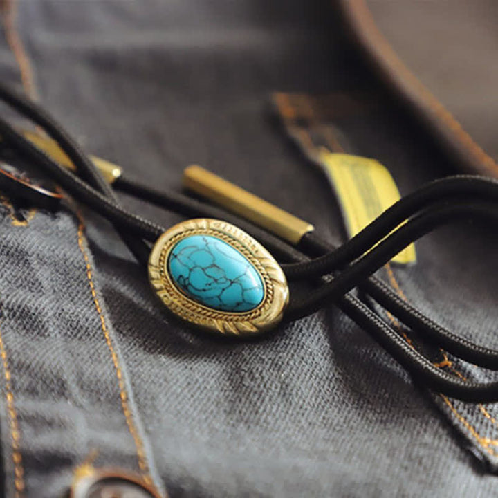 Western Vintage Oval Türkis Anhänger Bolo-Tie
