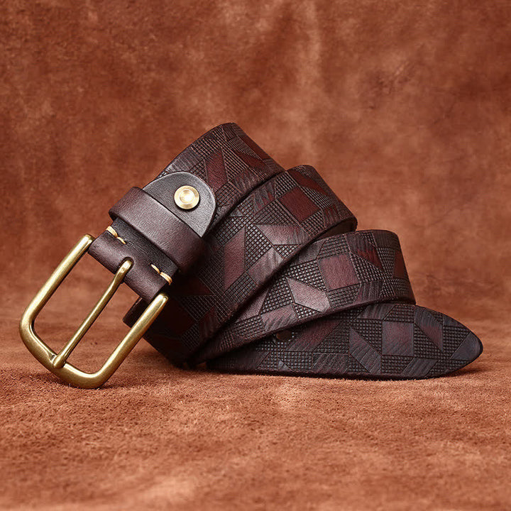 Herren Lederbelt mit Diamantmuster-Lasergravur