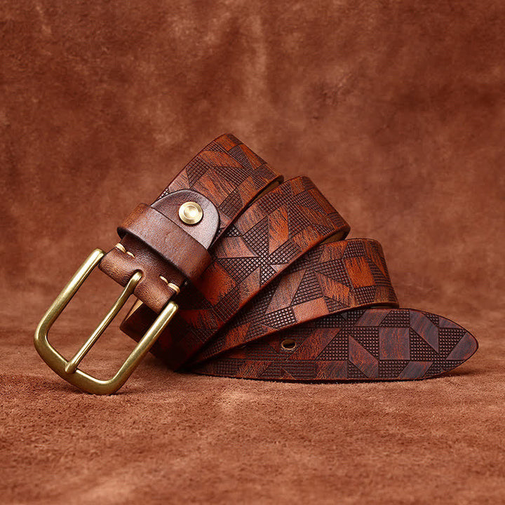 Herren Lederbelt mit Diamantmuster-Lasergravur