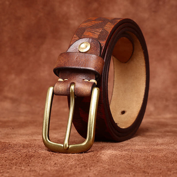 Herren Lederbelt mit Diamantmuster-Lasergravur