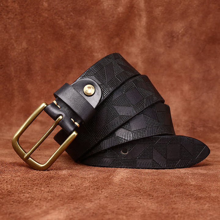 Herren Lederbelt mit Diamantmuster-Lasergravur