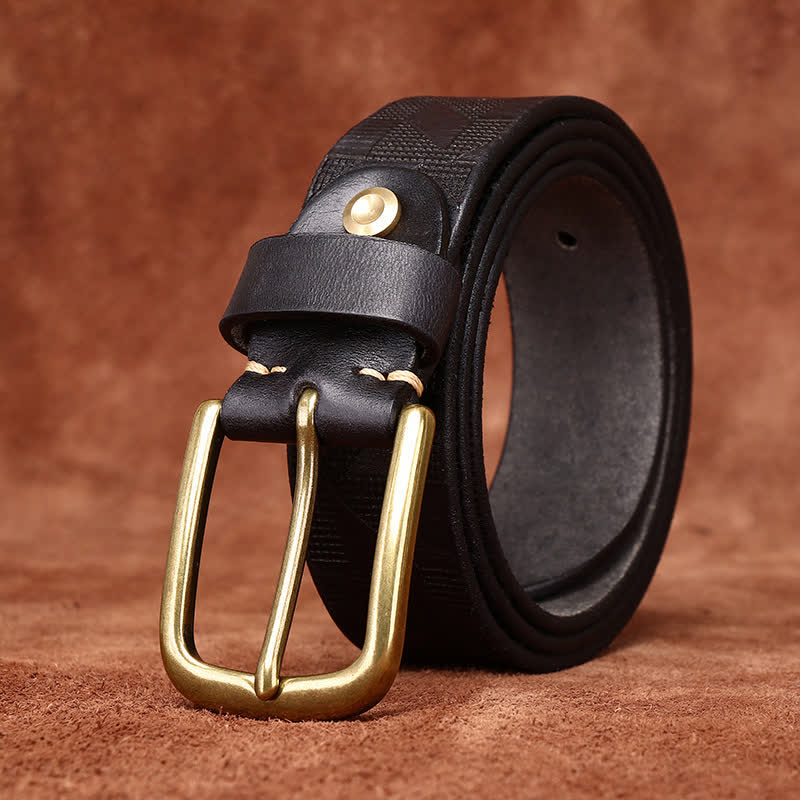 Herren Lederbelt mit Diamantmuster-Lasergravur