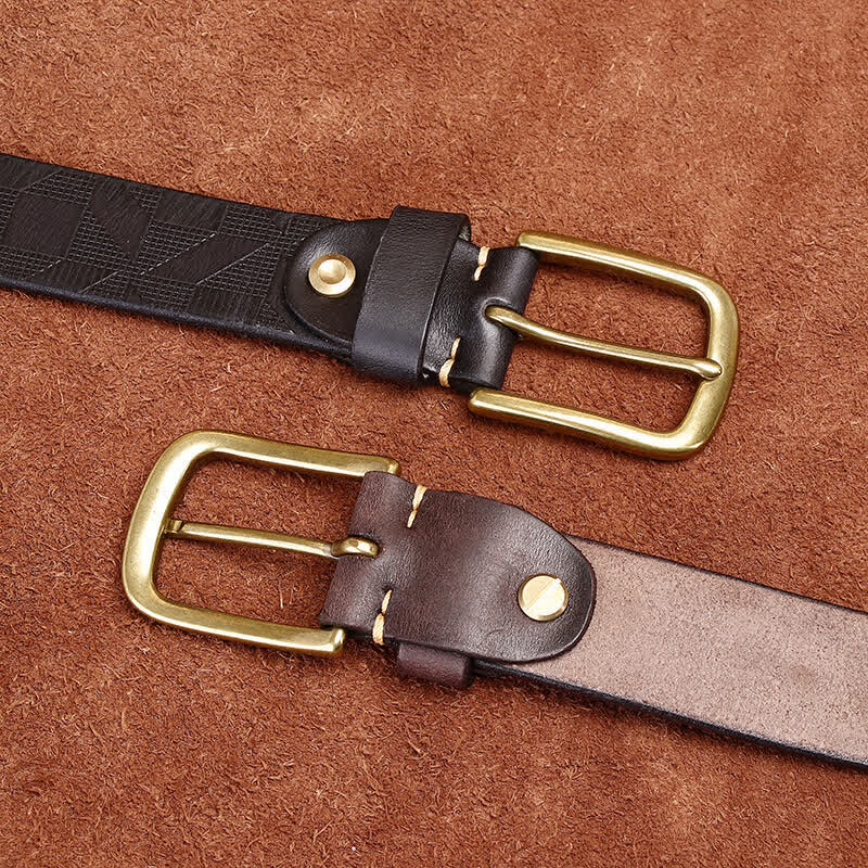 Herren Lederbelt mit Diamantmuster-Lasergravur