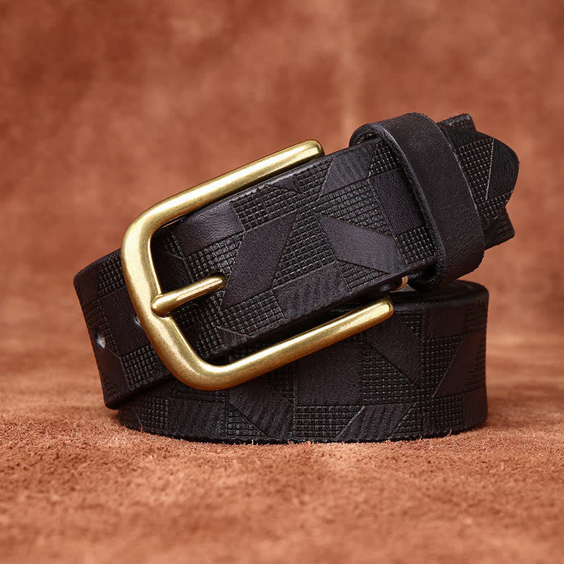 Herren Lederbelt mit Diamantmuster-Lasergravur