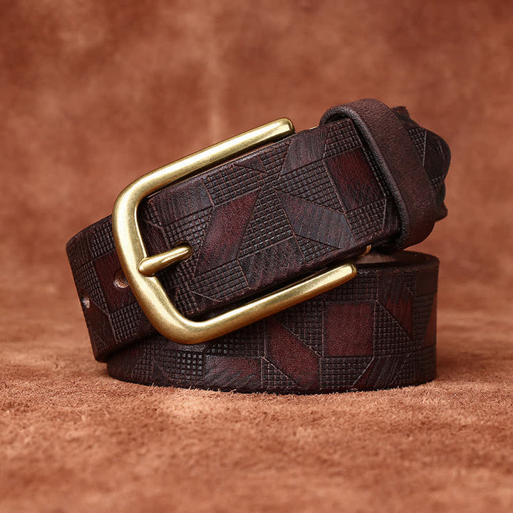 Herren Lederbelt mit Diamantmuster-Lasergravur