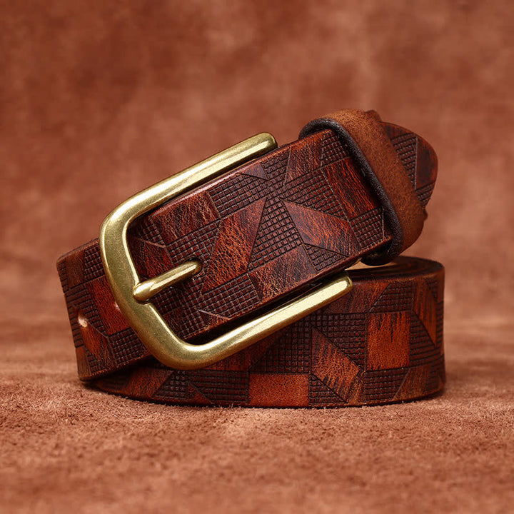 Herren Lederbelt mit Diamantmuster-Lasergravur