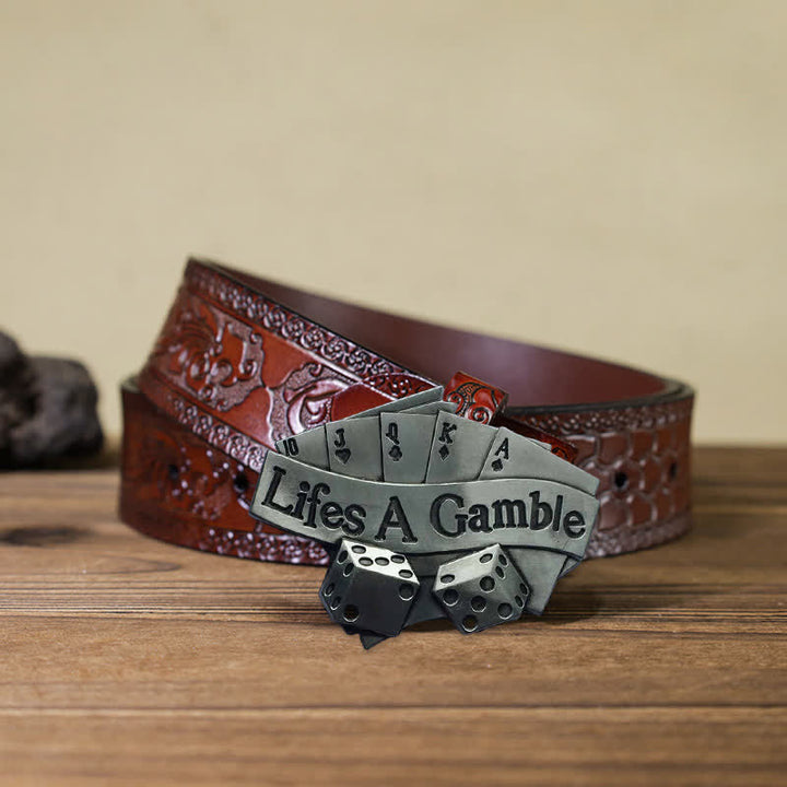 Herren DIY Life's A Gamble Poker Schnallengürtel aus Leder