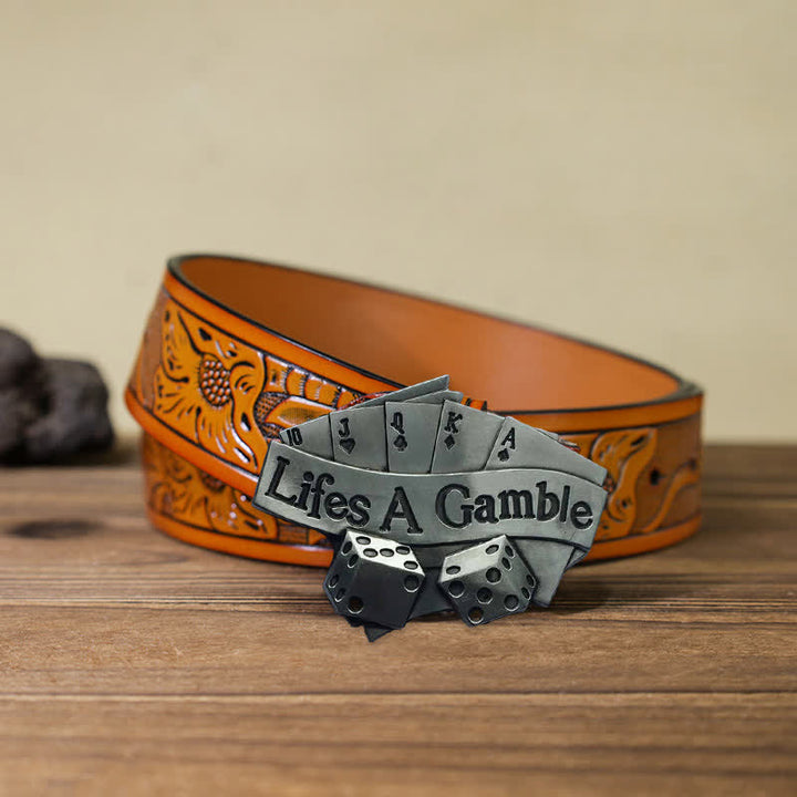 Herren DIY Life's A Gamble Poker Schnallengürtel aus Leder