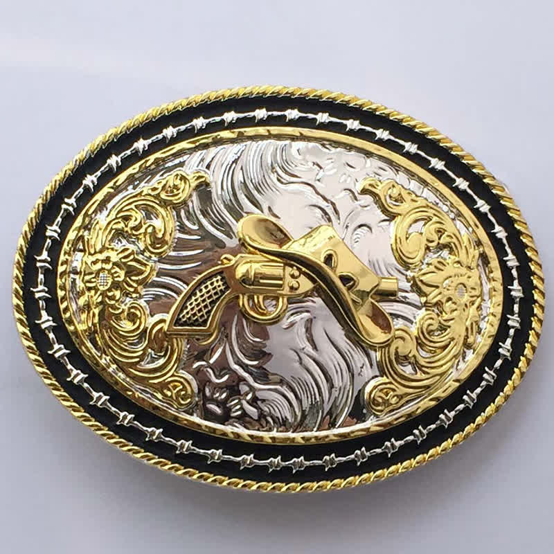 Herren DIY Western Cowboy Gürtel mit goldener ovaler Schnalle