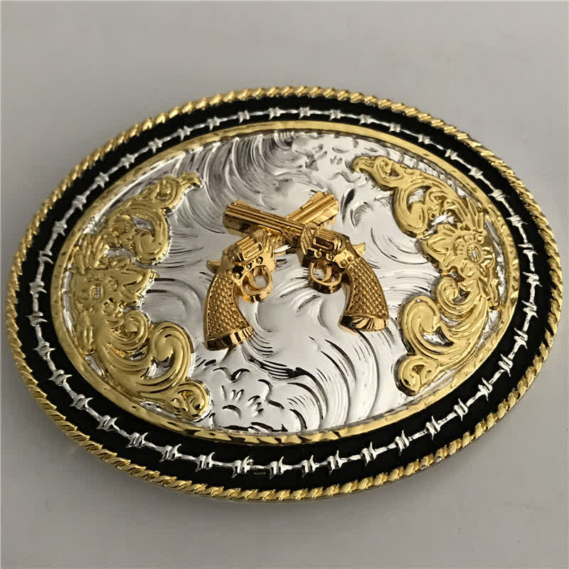 Herren DIY Western Cowboy Gürtel mit goldener ovaler Schnalle