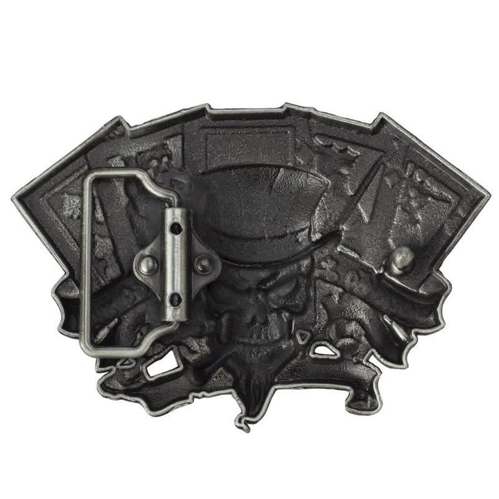 Men's DIY Live To Win Skull Poker Schnallengürtel aus Leder