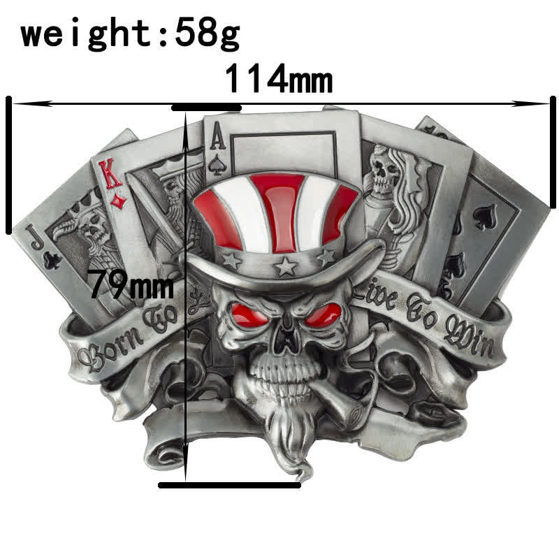 Men's DIY Live To Win Skull Poker Schnallengürtel aus Leder