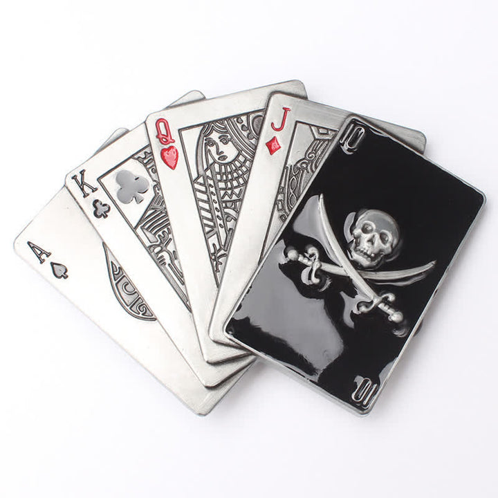 DIY Männer Piratenschädel Poker Flush Schnalle Ledergürtel
