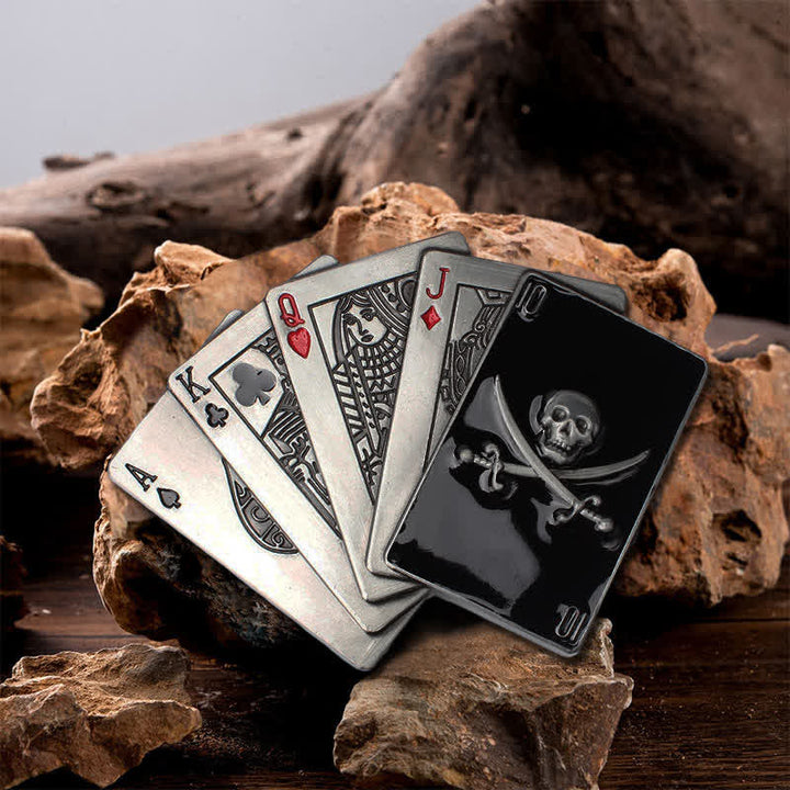 DIY Männer Piratenschädel Poker Flush Schnalle Ledergürtel