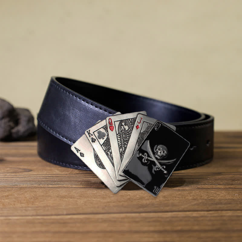 DIY Männer Piratenschädel Poker Flush Schnalle Ledergürtel