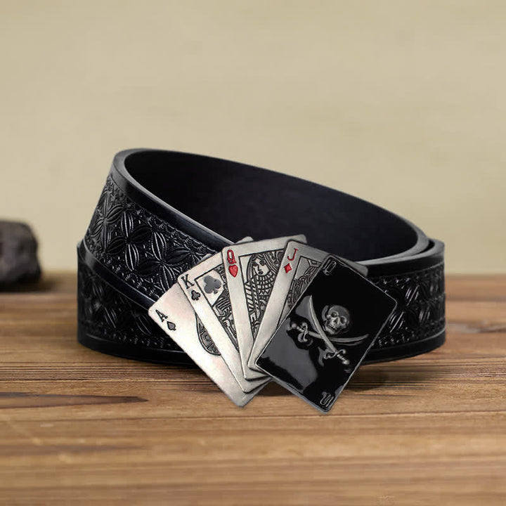 DIY Männer Piratenschädel Poker Flush Schnalle Ledergürtel