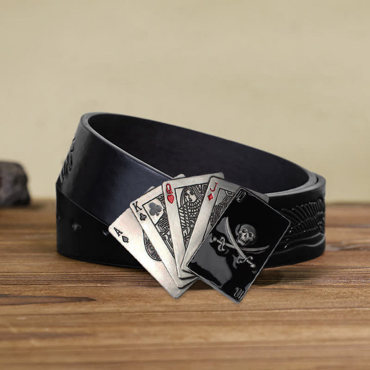 DIY Männer Piratenschädel Poker Flush Schnalle Ledergürtel