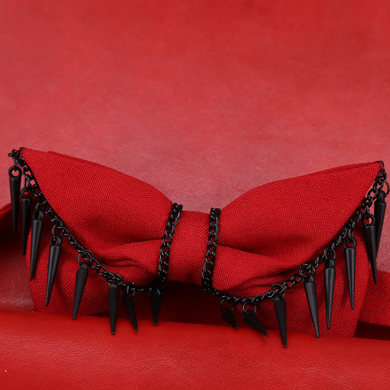 Herren-Fliege im Punk-Stil mit Nietenkette und Quasten