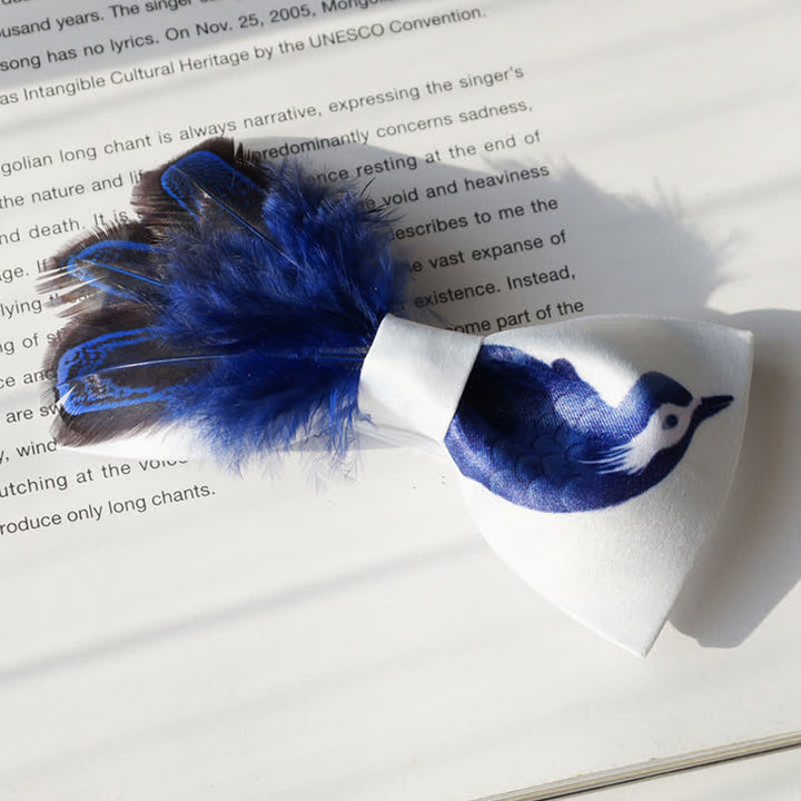Marineblau & Reinweiß Vogel Feder Fliege