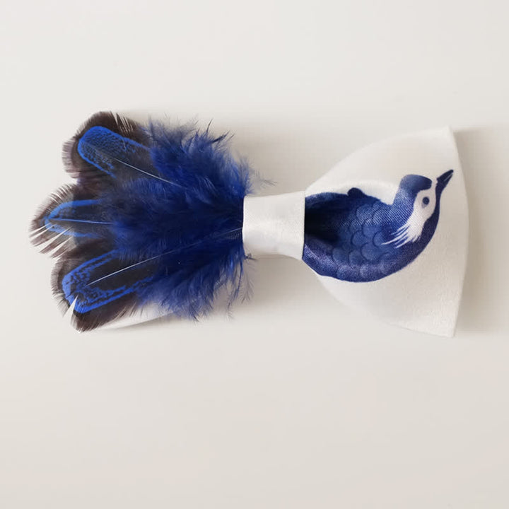 Marineblau & Reinweiß Vogel Feder Fliege