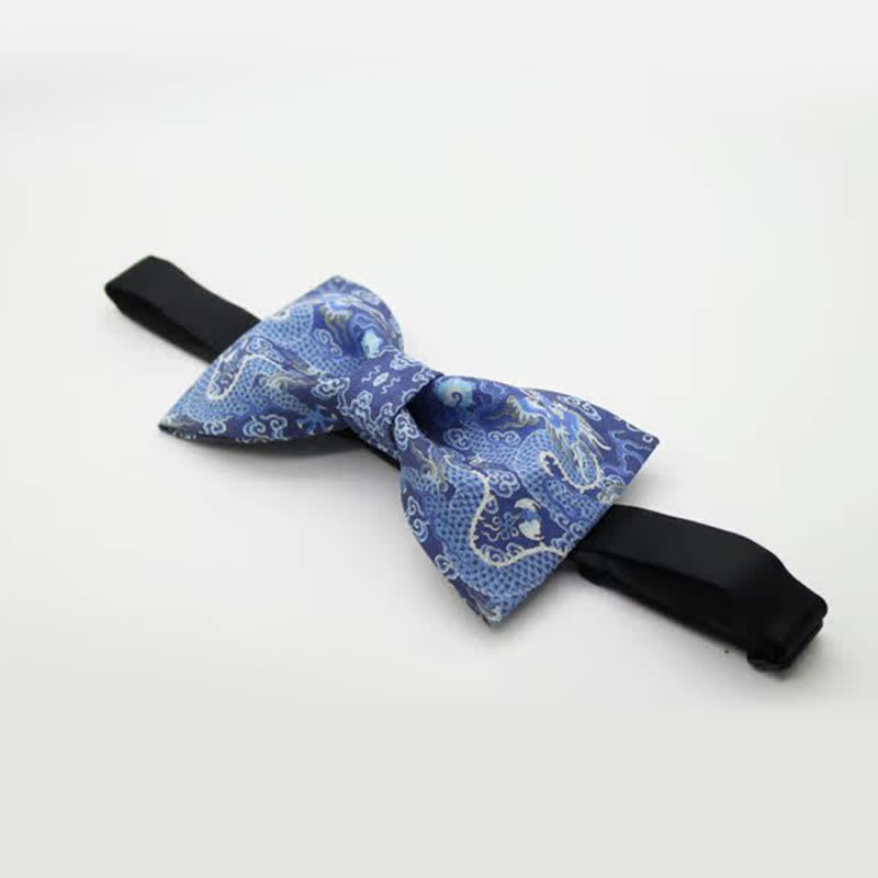 Herren Baumwoll-Fliege mit Blauem Drachen-Totem