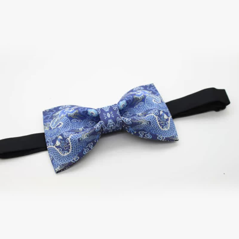 Herren Baumwoll-Fliege mit Blauem Drachen-Totem