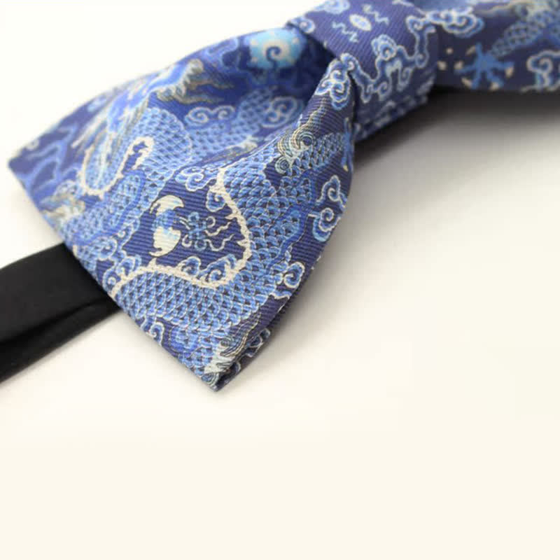 Herren Baumwoll-Fliege mit Blauem Drachen-Totem