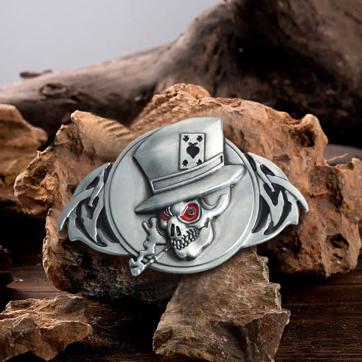 Herren DIY Skelett Schädel Poker Schnalle Ledergürtel