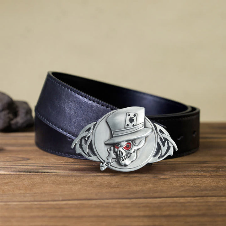 Herren DIY Skelett Schädel Poker Schnalle Ledergürtel