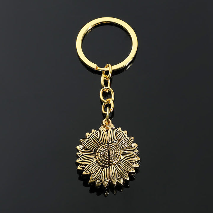 Vintage Sonnenblumen Medaillon Anhänger Schlüsselanhänger Halskette