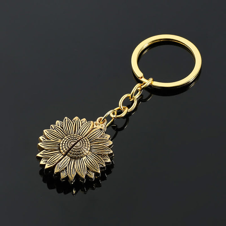 Vintage Sonnenblumen Medaillon Anhänger Schlüsselanhänger Halskette
