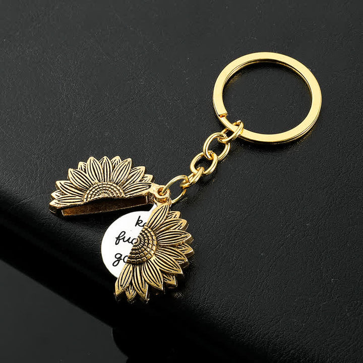 Vintage Sonnenblumen Medaillon Anhänger Schlüsselanhänger Halskette