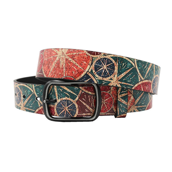 Retro Grün & Orange Lemon Bedruckter Ledergürtel