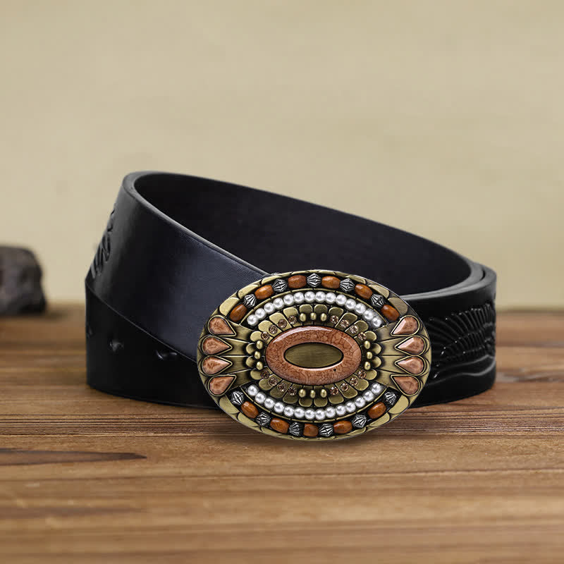 DIY Leder Gütel für Herren mit indische Holzperlen Schnalle