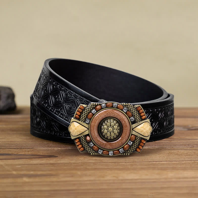 DIY Leder Gütel für Herren mit indische Holzperlen Schnalle