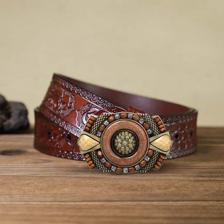 DIY Leder Gütel für Herren mit indische Holzperlen Schnalle