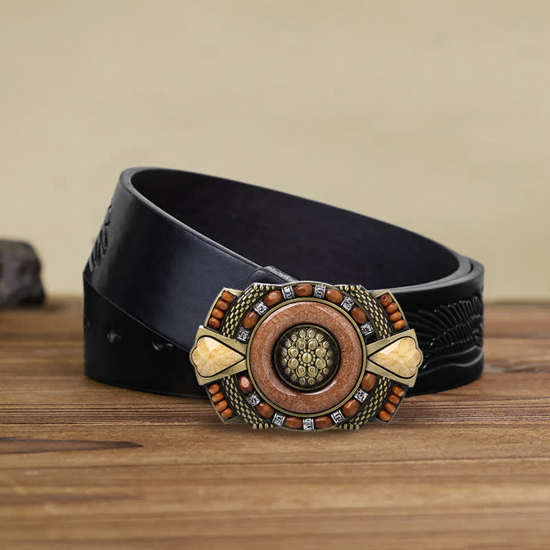 DIY Leder Gütel für Herren mit indische Holzperlen Schnalle