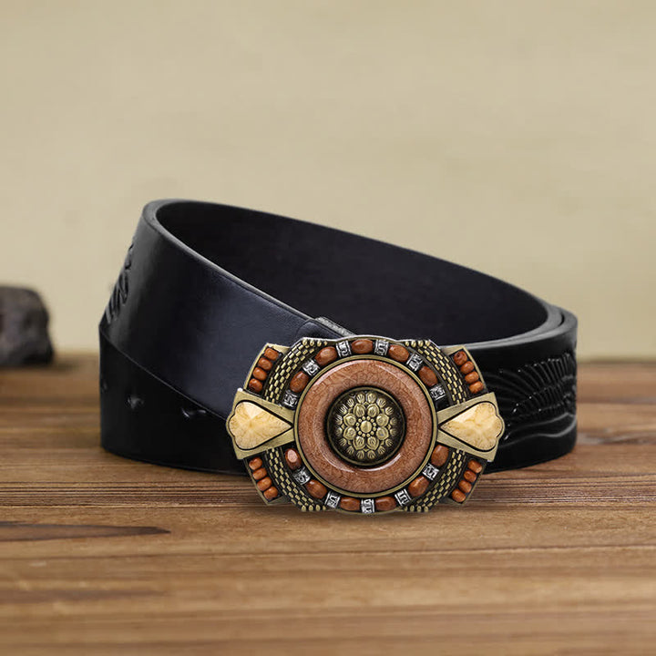 DIY Leder Gütel für Herren mit indische Holzperlen Schnalle